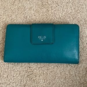 Teal Leather Fossil Wallet